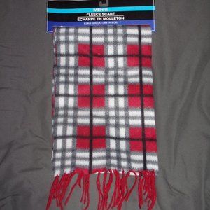 Greenbrier International Red White Black and Grey Men's Fleece Scarf